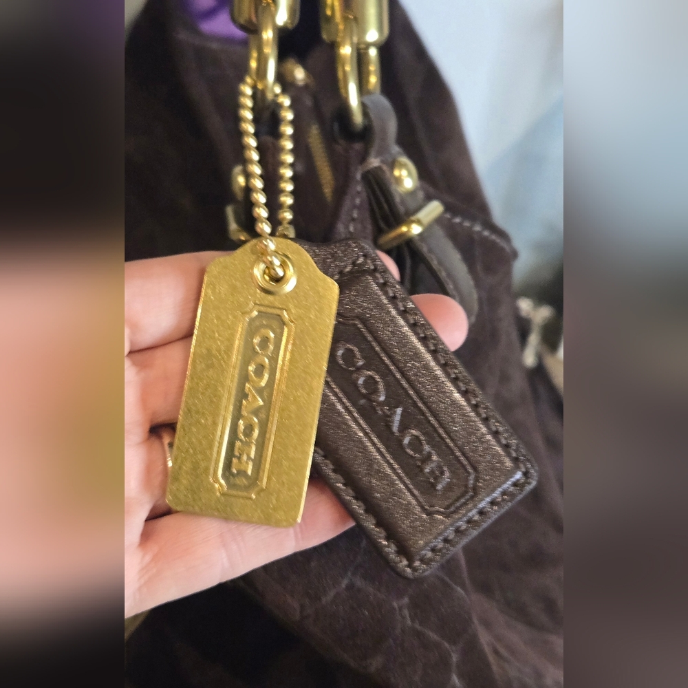 Coach Madison Embossed Suede Leather Shoulder Bag - Picture 8 of 13